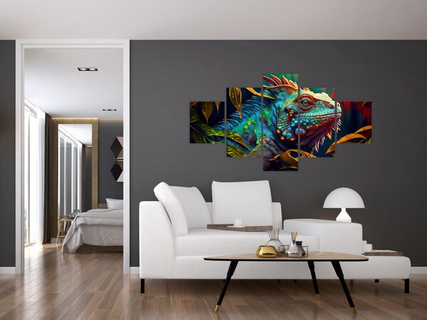 Obraz - Barevný leguán (125x70 cm)