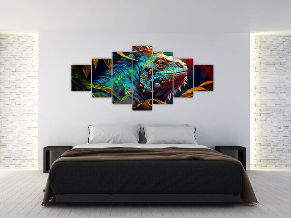 Obraz - Barevný leguán (210x100 cm)