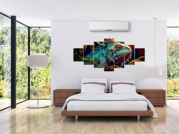 Obraz - Barevný leguán (210x100 cm)
