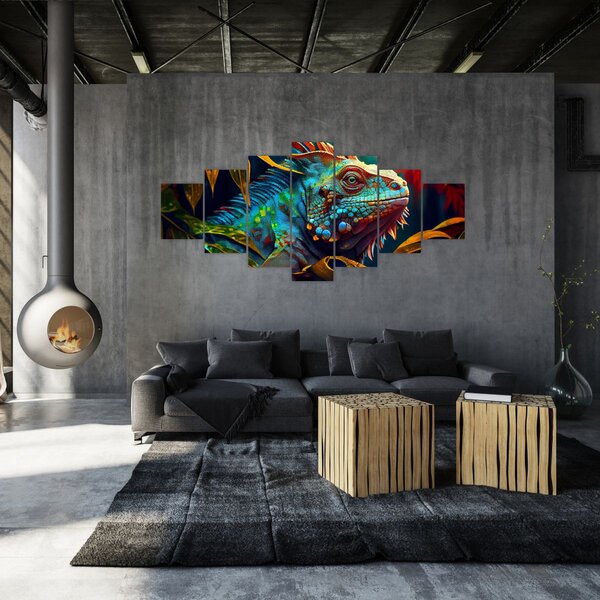 Obraz - Barevný leguán (210x100 cm)