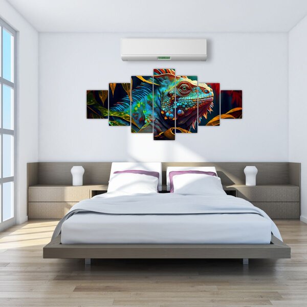 Obraz - Barevný leguán (210x100 cm)