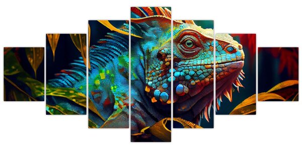 Obraz - Barevný leguán (210x100 cm)