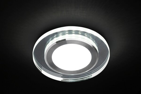 LED stropní vestavné světlo ROMURE - 2x5W, 4000K (denní bílá), stříbrné / zrcadlové sklo