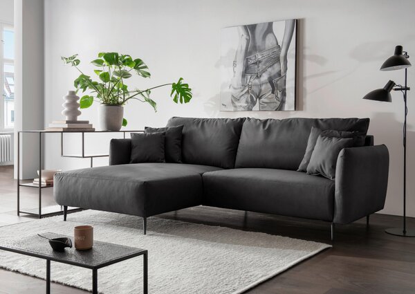 ROHOVÁ SEDAČKA, textil, černá Livetastic - Sedací soupravy, Online Only