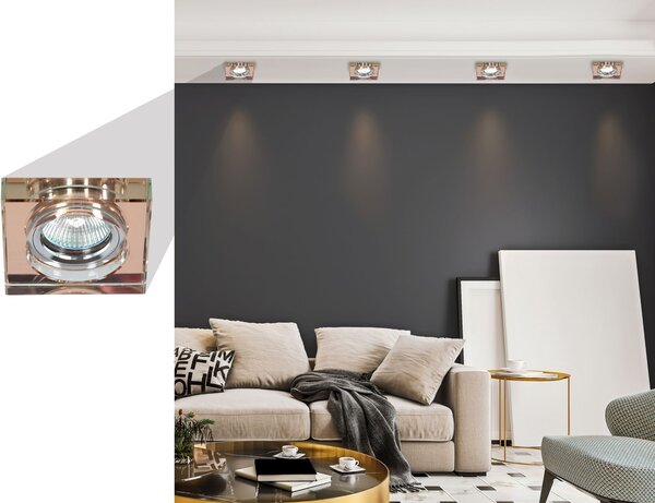 Set 3x zápustné LED stropní světlo CLARKSTON - 3xGU10, 3W, 3000K (teplá bílá), chromované / hnědé