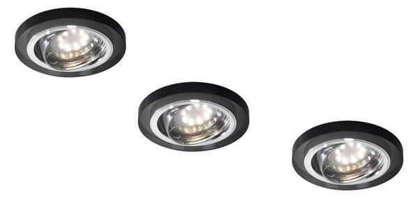 Set 3x stropní podhledové osvětlení EVERSON - 3xGU10, 50W, kulaté, černý