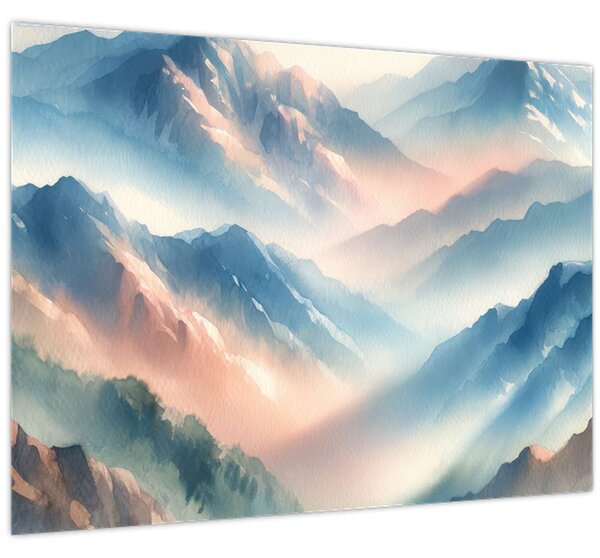 Obraz - Akvarelové hory (70x50 cm)