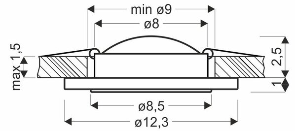 LED stropní vestavné světlo ROMURE - 2x5W, 4000K (denní bílá), stříbrné / mražené sklo