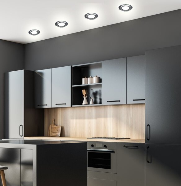 LED stropní vestavné světlo ROMURE - 2x5W, 4000K (denní bílá), stříbrné / zrcadlové sklo