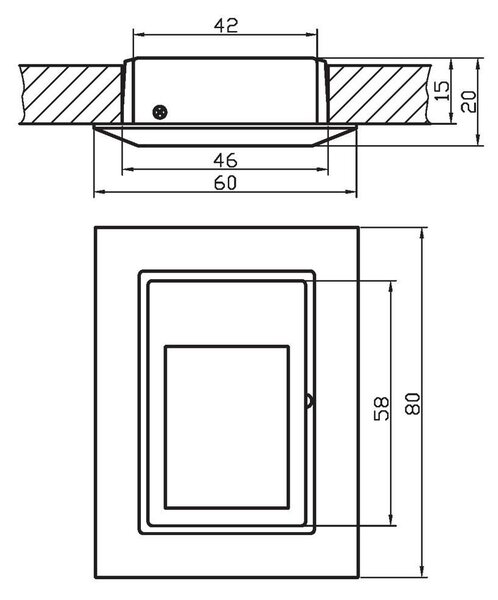 Schodišťové vestavné svítidlo ZORDA 5 - 1xG4, 20W, 8x6cm, hranaté, zlaté