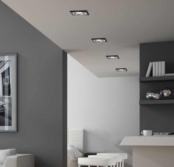 Stropní vestavné bodové svítidlo VIVIDUS - 1xGU10, MR16, 50W, 9cm, hranaté, černé