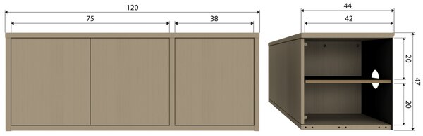 WOOOD Světle hnědý dřevěný TV stolek Tina 120 x 44 cm