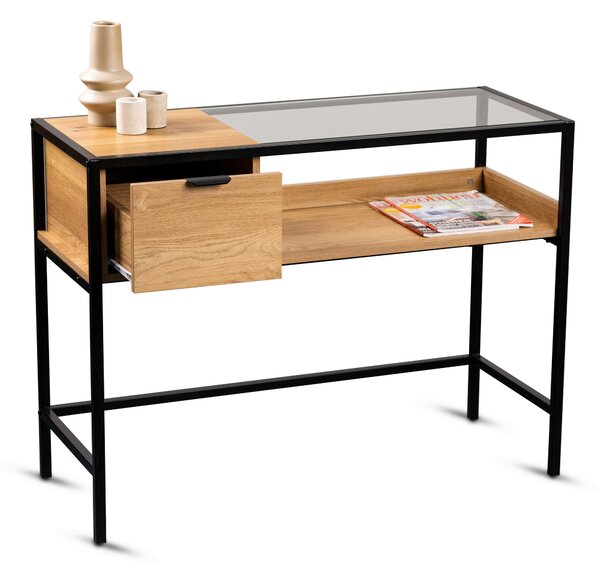 KONZOLOVÝ STOLEK, černá, barvy dubu, 100/40/75 cm Xora - Konzolové stolky, Online Only