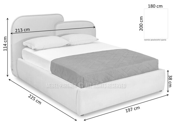 Designová postel 180x200 KANANI - krémová