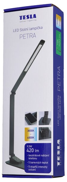 Stolní LED lampa PETRA stříbrná