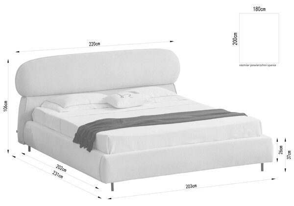 Designová manželská postel 180x200 ILDIKA - krémová / černá