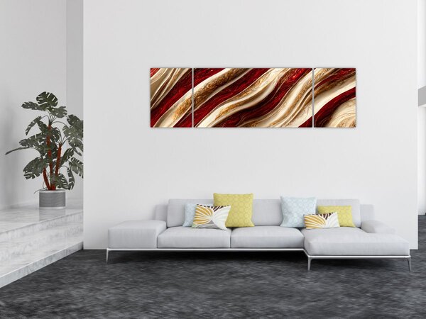 Obraz - Zlato - bílá textura (170x50 cm)