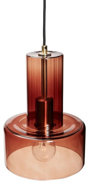 Jantarově hnědé skleněné závěsné světlo Hübsch Ripple 20 cm