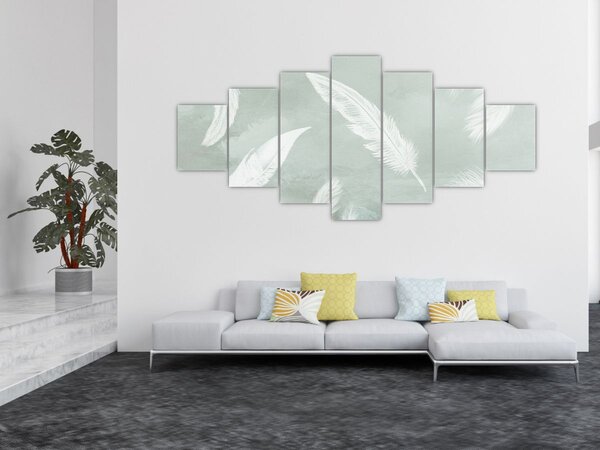 Obraz - Bílé peříčka (210x100 cm)
