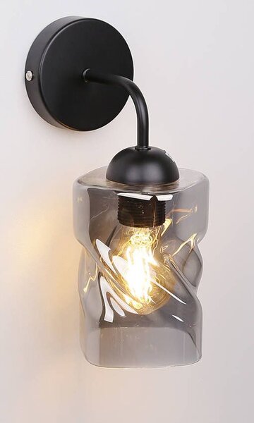 Moderní nástěnné osvětlení FELIS - 1xE27, 60W, černé / kouřové sklo