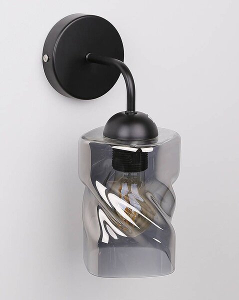 Moderní nástěnné osvětlení FELIS - 1xE27, 60W, černé / kouřové sklo