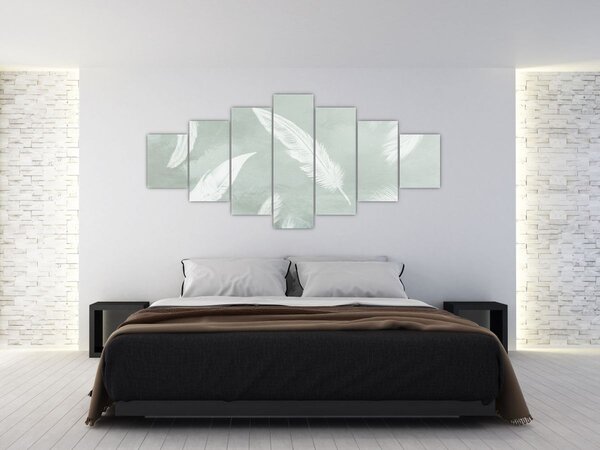 Obraz - Bílé peříčka (210x100 cm)