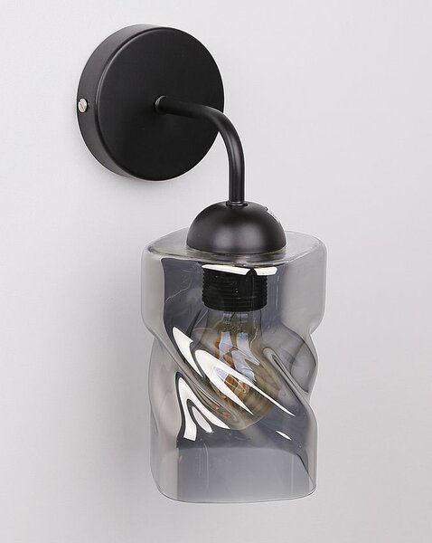 Moderní nástěnné osvětlení FELIS - 1xE27, 60W, černé / kouřové sklo