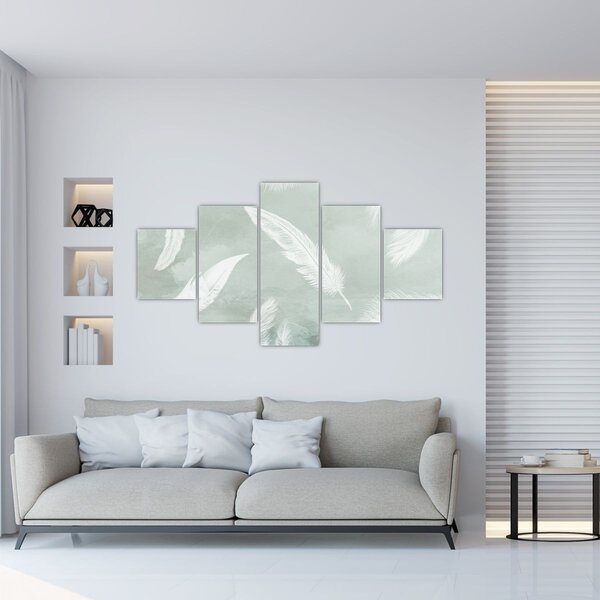 Obraz - Bílé peříčka (125x70 cm)