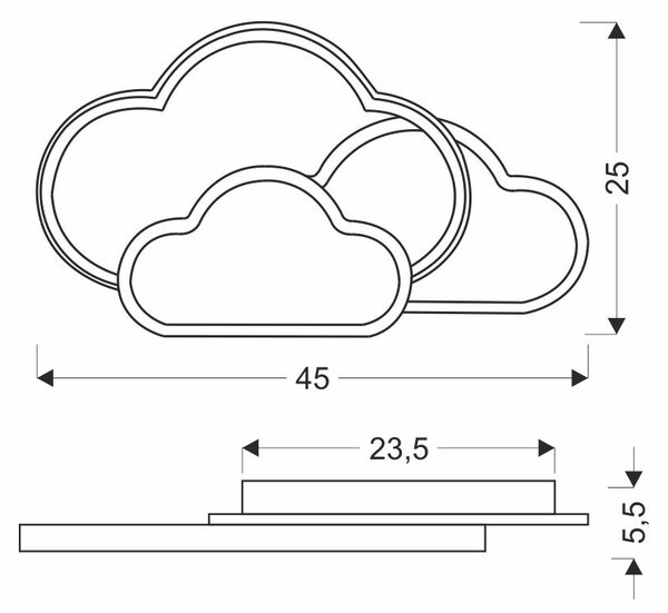 Dětské nástěnné LED světlo OBLACI - 24W, 2800-6500K (teplá-studená bílá), bílé