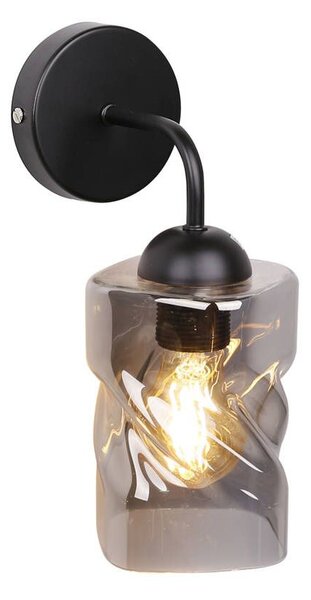 Moderní nástěnné osvětlení FELIS - 1xE27, 60W, černé / kouřové sklo