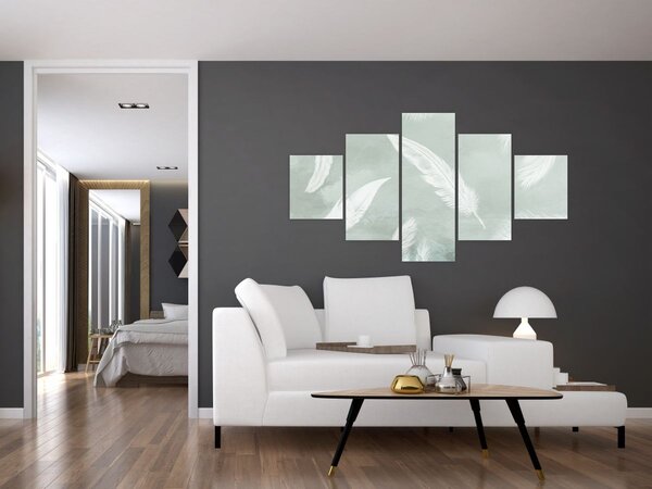 Obraz - Bílé peříčka (125x70 cm)