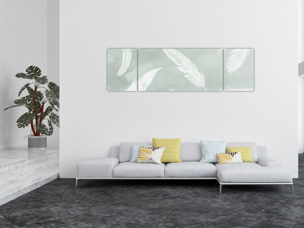 Obraz - Bílé peříčka (170x50 cm)