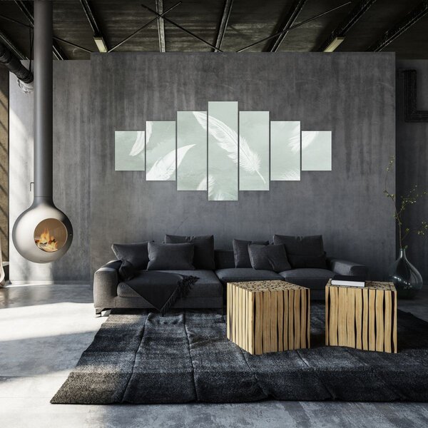Obraz - Bílé peříčka (210x100 cm)