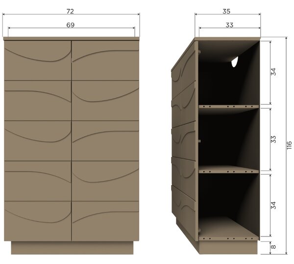 -25 % Dny MOMENTI– WOOOD Světle hnědá dřevěná komoda Dorick 72 x 35 cm