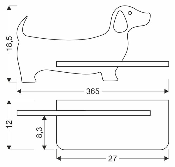 Nástěnná lampička do dětského pokoje DOG - 5W, 4000K (denní bílá), černá