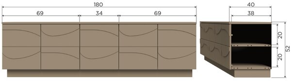 WOOOD Světle hnědý dřevěný TV stolek Dorick 180 x 40 cm