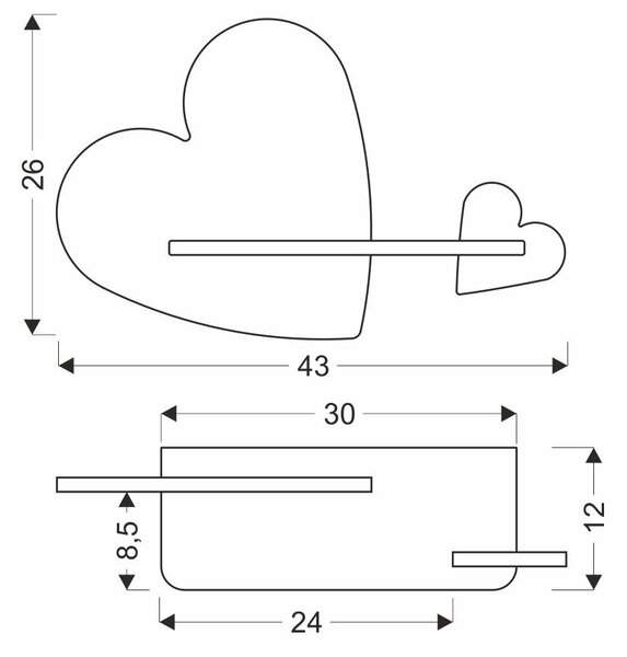Dětská LED nástěnná lampa do zásuvky HEART - 5W, 4000K (denní bílá), růžová / bílá