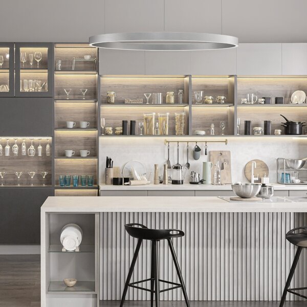 Stříbrné závěsné LED světlo Nova Luce Elowen 98 cm