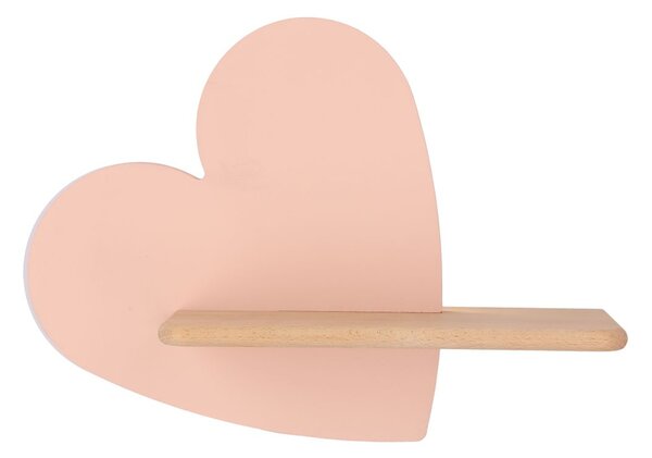 Dětská nástěnná LED lampička s poličkou HEART - 5W, 4000K (denní bílá), růžová