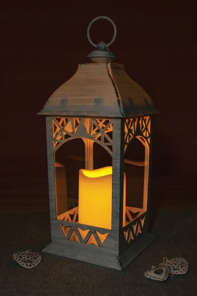 BÍLÝ LED LAMPION LUCERNA DEKORATIVNÍ SVÍCEN