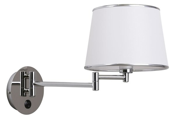 Čtecí lampa s ramenem LAWA - 1xE14, 40W, chromovaná / bílá