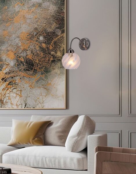 Nástěnné moderní osvětlení BAIDA - 1xE27, 60W, stříbrné / čiré