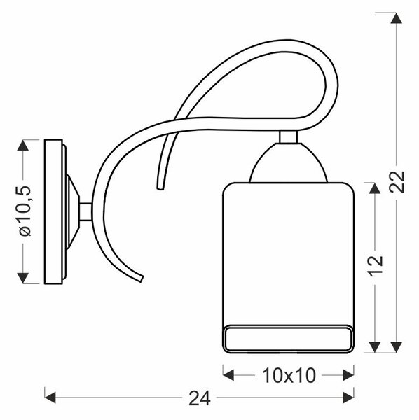 Nástěnné moderní osvětlení ITALO - 1xE27, 40W, chromované / stříbrné