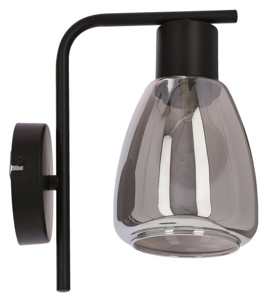 Nástěnná moderní lampa MOLDO - 1xE27, 40W, černá / kouřové sklo