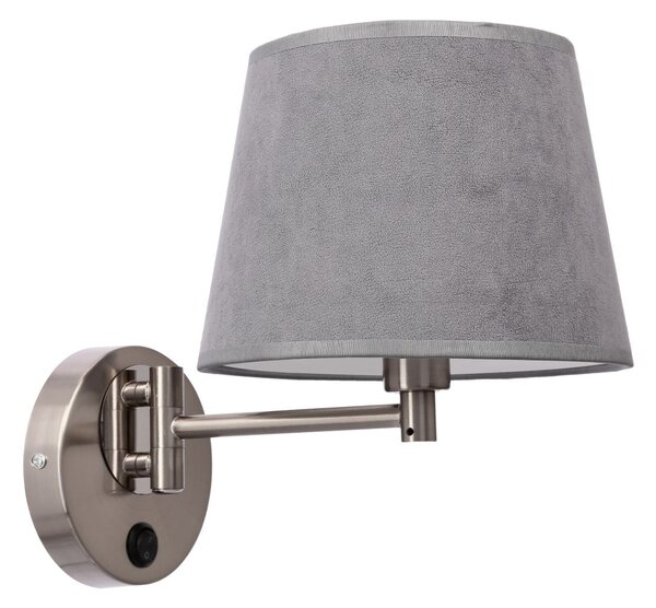 Nástěnná čtecí lampa s vypínačem IBIS - 1xE14, 40W, stříbrná / grafitová