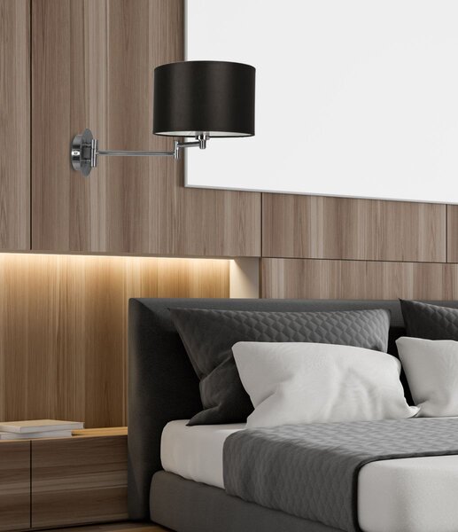 Čtecí nástěnná lampa s vypínačem ALEXIA - 1xE14, 40W, chromovaná / černá