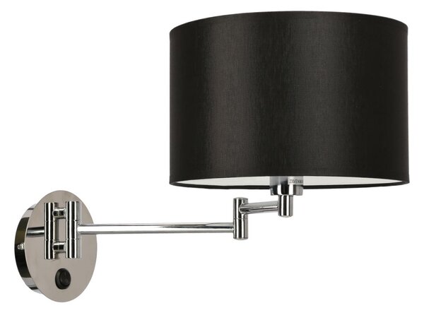 Čtecí nástěnná lampa s vypínačem ALEXIA - 1xE14, 40W, chromovaná / černá
