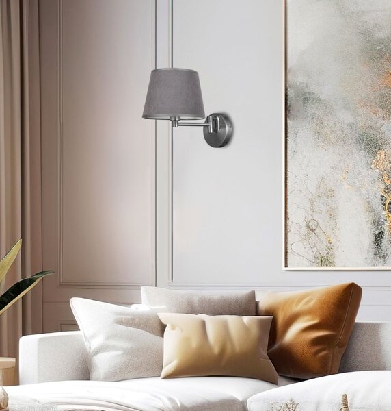 Nástěnná čtecí lampa s vypínačem IBIS - 1xE14, 40W, stříbrná / grafitová
