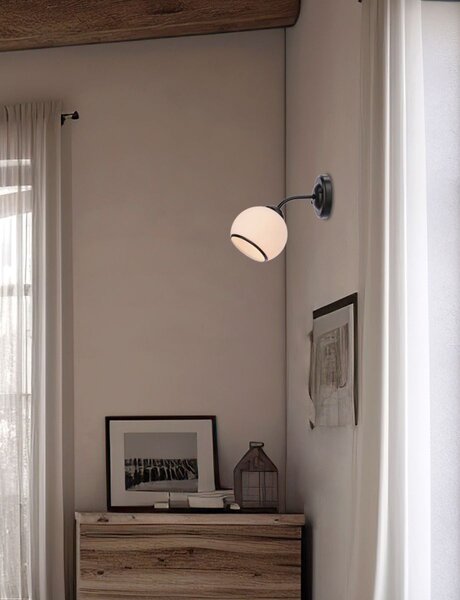 Moderní nástěnné svítidlo MARINEN - 1xE27, 40W, černé / bílé