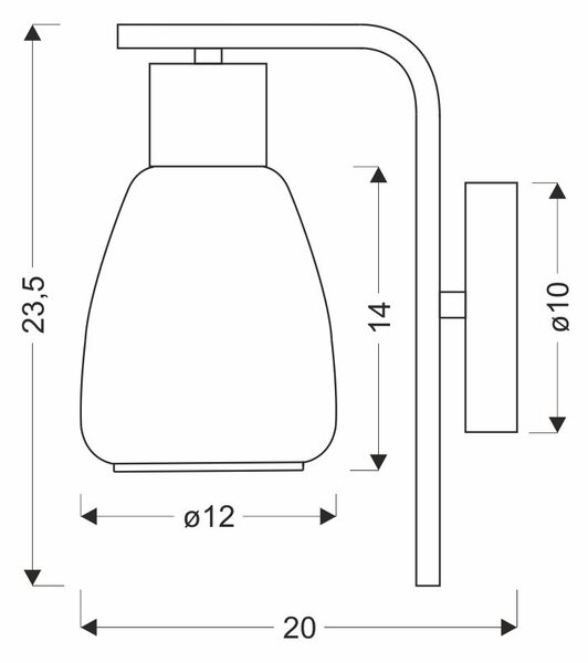 Nástěnná moderní lampa MOLDO - 1xE27, 40W, černá / kouřové sklo